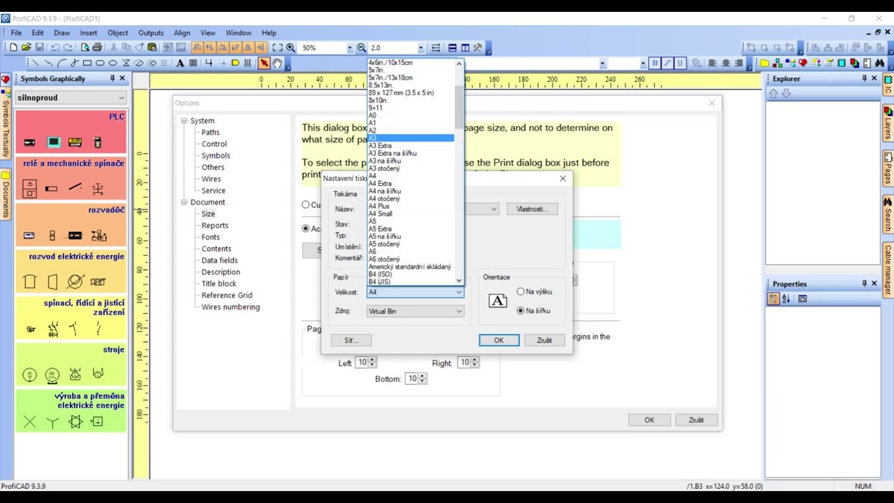 How to export format A2 as PDF (using ProfiCAD version 9)