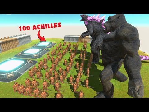 100 ACHILLES VS GODZILLA 2014 New Empire Battle with King Kong - Animal Revolt Battle Simulator