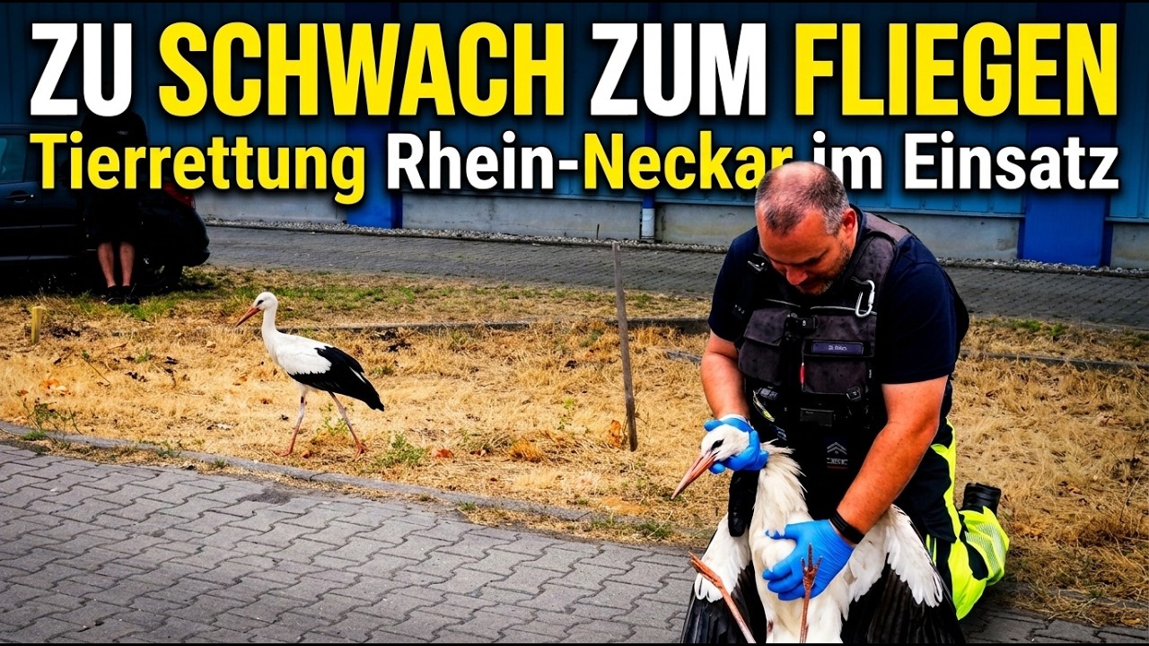 Tierrettung Rhein-Neckar im Einsatz - 🦅 Junger Storch auf der Straße