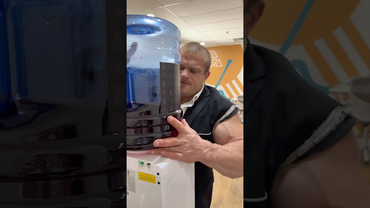 Bodybuilder installs pre-workout jug at work🤣