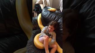 Niña de 4 años de edad y su mascota viendo la televisión