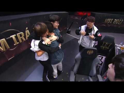 Random Guy from audience hugs  SKT members after their win at MSI 2017
