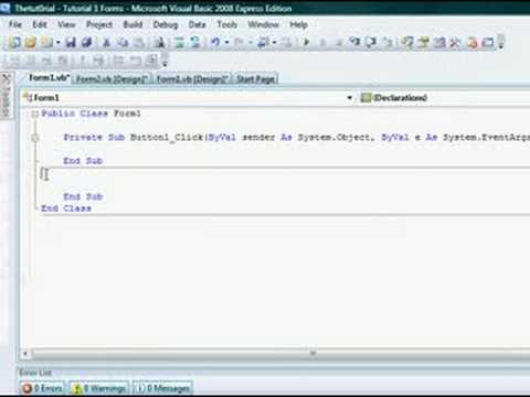 Visual Basic 2008 Tutorial 1 Editing Forms