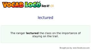 Video thumbnail for lectured