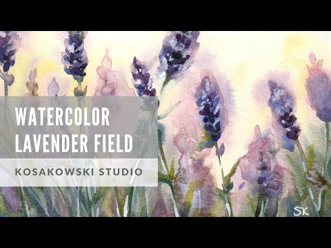 Lavender Field Beginner Watercolor Tutorial (HD)