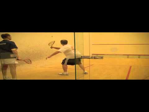 Squash video lessons using the squashcannon ballmachine for return of serve
