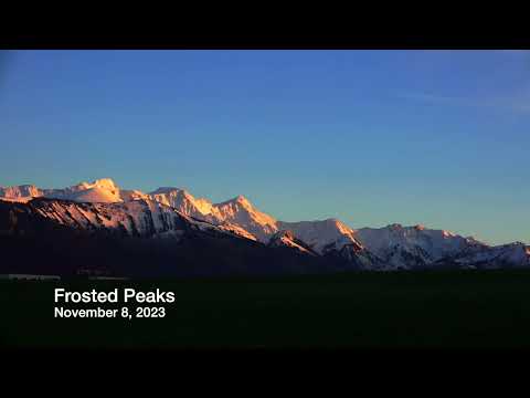 Picos alpinos suíços foscos e sinos de vaca em Gruyère