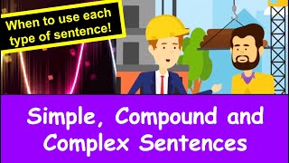 Simple, Compound and Complex Sentences - When to use each type of sentence.
