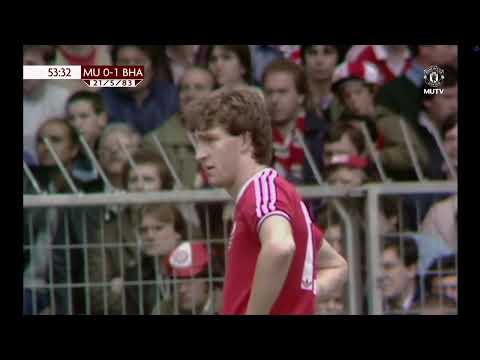 MANCHESTER UNITEDS NORMAN WHITESIDE HORROR TACKLE LEADS TO EQUALISER & ROBS BRIGHTON OF 1983 FA CUP