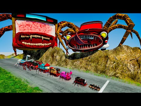 ALL MONSTERS Big & Small Cars Downhill Madness with BUS EATER & CAR EATER – BeamNG.Drive