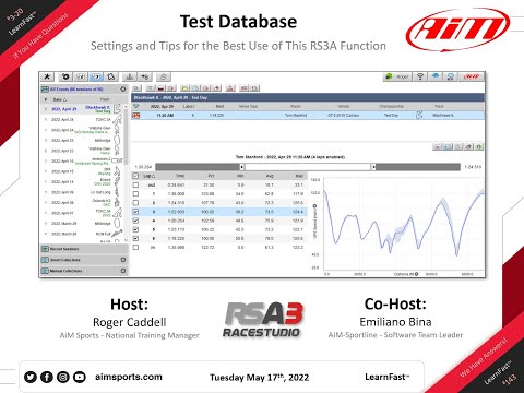 3-20 Race Studio 3 Test Database Function with Emiliano Bina - 5/17/2022