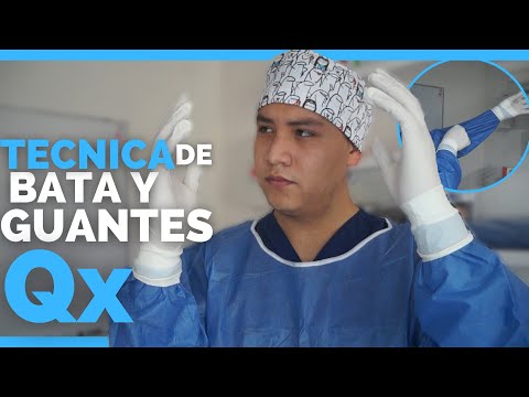 Part of a video titled TECNICA DE COLOCACION DE BATA Y GUANTES - YouTube