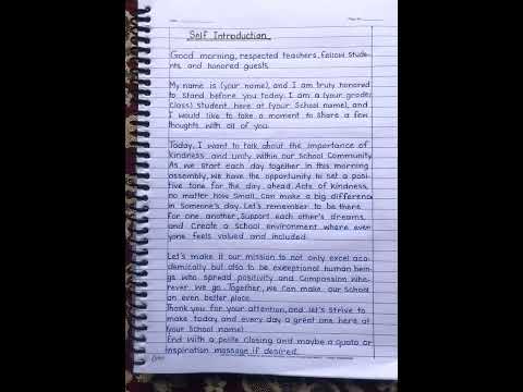 Morning Assembly speech| Self introduction |#viralvideo  #essaywriting  |#shorts