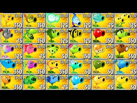 All PEA Plants Max Level Power-Up! vs Pirate Seas Final Boss - Plants vs Zombies 2 (PVZ2)