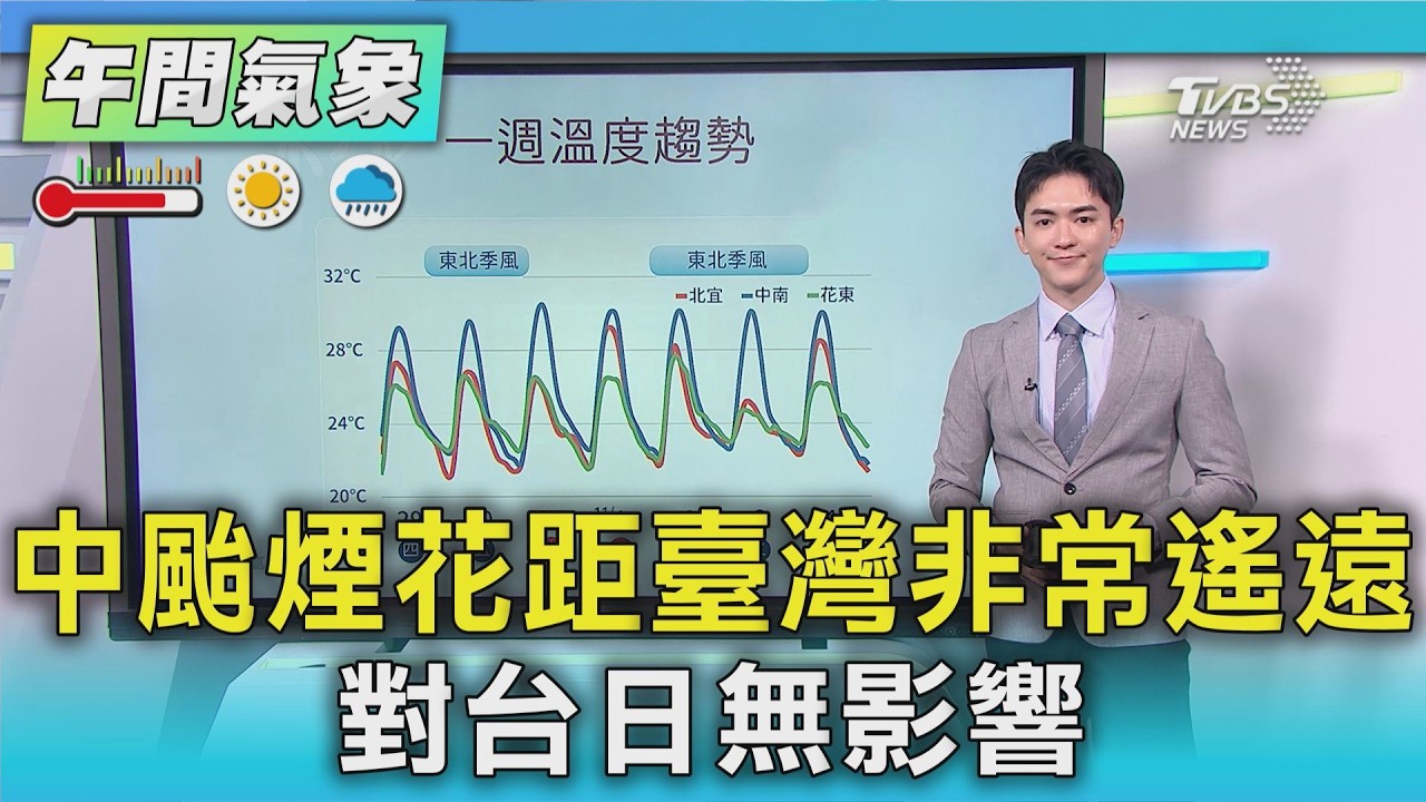 天氣/中颱煙花距臺灣非常遙遠 對台日無影響｜氣象主播 吳軒彤｜午間氣象｜TVBS新聞20261029 @TVBSNEWS01