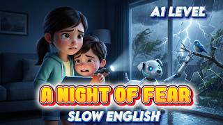 Maya and Leo’s Stormy Night Adventure | English Listening Practice for Beginners (A1 Level)
