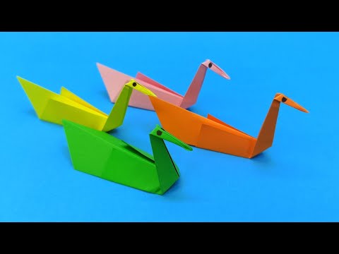 Origami 3d Swan EASY - Easy Tutorial sticky notes Swan bird - How to Make a Paper 3d Swan