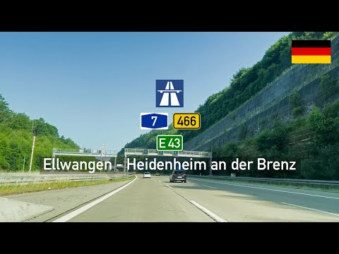 [4KHDR] Driving in Germany: Autobahn A7 E43 & B466 from Ellwangen to Heidenheim an der Brenz