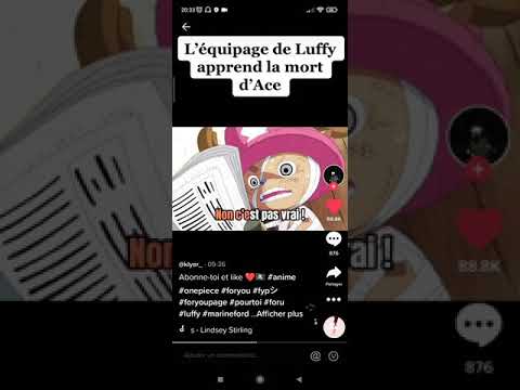 quand l'équipage de Luffy apprends la mort de ace(merci les BG pour la vidéo à 80 vues)