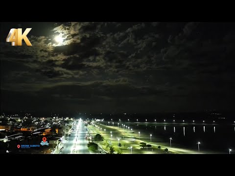 Dronejlbrito voo noturno sobre orla de Petrolândia PE com imagens linda da LUA cheia 