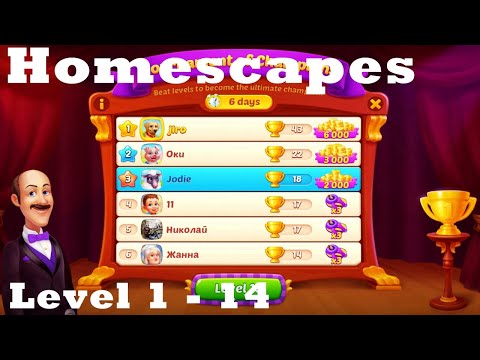 Homescapes Tournament of Champions Level 1 - 14 HD Walkthrough |3 - match game | gameplay | android