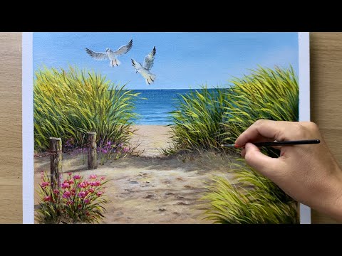 Daily Art #002 / Acrylic / Paint Sand Dunes on The Beach in Acrylic