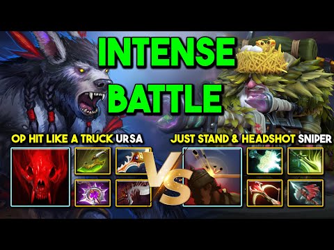INTENSE HARD CARRY BATTLE | OP Hit Like A Truck Ursa Vs. Just Stand & Headshot Sniper 7.34d DotA 2