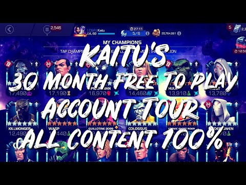 Kaitu's 30 Month Free To Play Account Tour! All Content 100%! - Marvel Contest of Champions