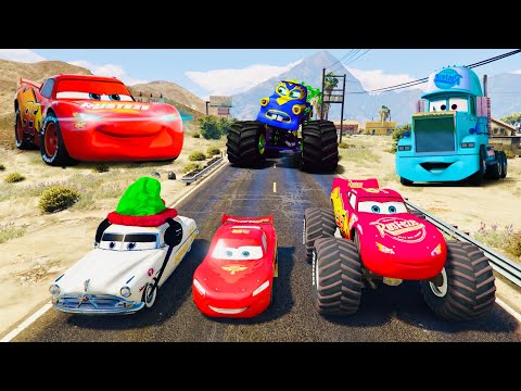 Crazy Track - Race All Disney Cars Lightning McQueen & Bus Miss Fritter Spiderman Hulk Racing Cars