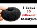 10 unique & antique hairstyles with in 1 donut | quick hairstyles | try on hairstyles | hairstyle