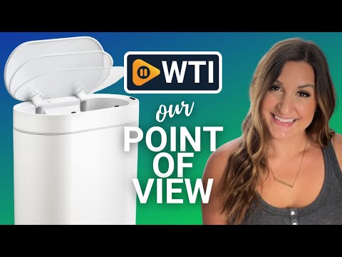 Bathroom Trash Can with Lid 2 Gallon Slim Motion Sensor Garbage Can Narrow Automatic Plastic Trash Bin for Bedroom - WTI product video review