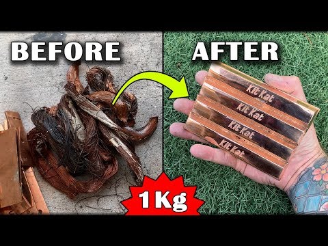 Casting A Huge GOLDEN "KIT KAT" Bar From Scrap Copper - Monster Copper Melt