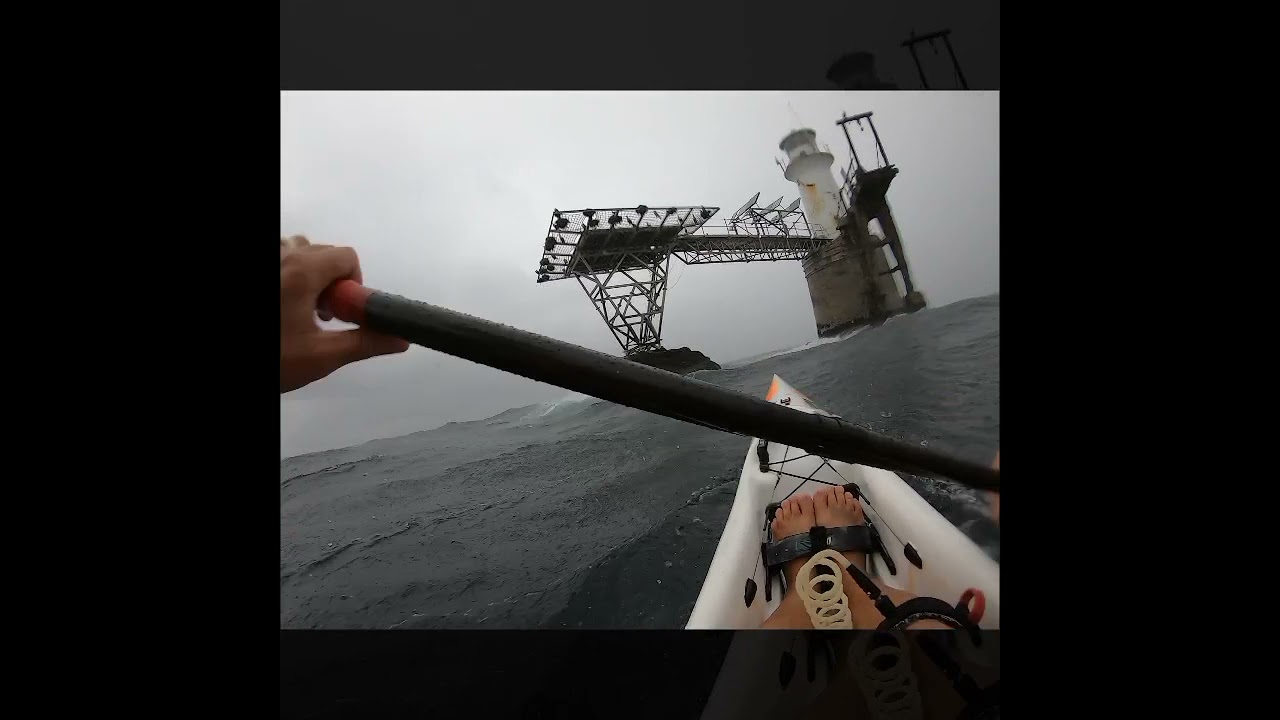 Paddling a long surfski through a tiny gap!