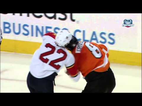 Nicklas Grossman vs George Parros fight Feb 21 2013 Florida Panthers vs Philadelphia Flyers NHL