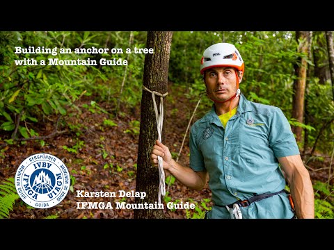 Surgeons knot for tree anchors in climbing