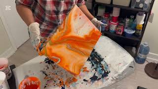 WOW! Such a WARM and PRETTY ORANGE marble effect dirty pour! Loved how this came out!!! ❤️🥰
