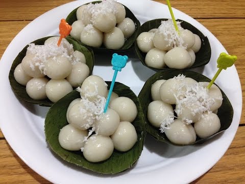 How to make Glutinous rice flour with palm sugar (​ Khmer dessert ) នំផ្លែអាយ