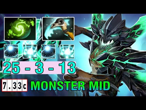 ULTIMATE MID GUIDE [Outworld Destroyer] Mid vs Broodmother Full Item Insane Combo Damage 7.33c