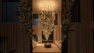 Turning DIY Christmas on its head with a ceiling suspended upside down Christmas tree #christmas