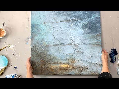 DIY effect structure! GOLD - Abstract acrylic painting techniques - Layering - Step by Step