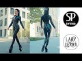 WALKING IN LACK CATSUIT LACK CORSET AND EXTREM PLATEAU BOOTS FROM STYLEPLANET FASHION STORE