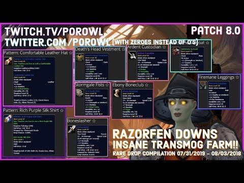 WoW Gold Farm | Razorfen Downs Rare Drop Compilation | Patch 8.0 | INSANE Transmog Farm!