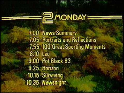 7th February 1983 (07/02/83) Continuity - Evening Menu - Riverside