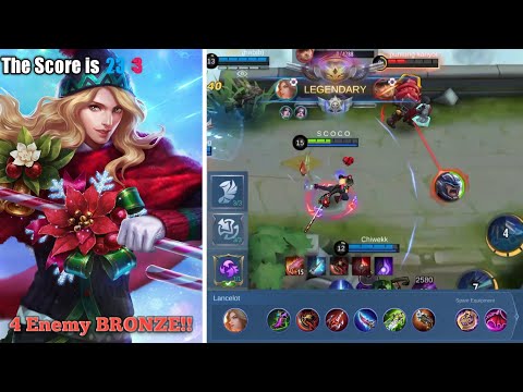 LEGENDARY LANCELOT HYPER CARRY GAMEPLAY 4 ENEMY BRONZE! Build dan Emblem Lancelot Tersakit 2021 S22!