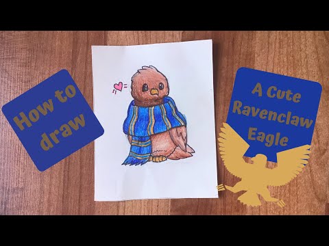 How To Draw A Cute Ravenclaw Eagle Tutorial💙🖤💙🖤🦅