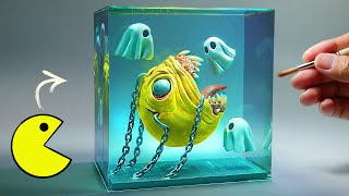 How to make Realistic Pac Man & Ghosts trapped in water tank diorama