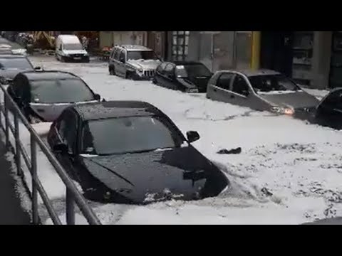 Hail storm floods užice, Serbia - June 13, 2018