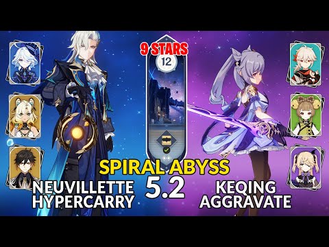 C0 Neuvillette Hypercarry & C0 Keqing Aggravate | Spiral Abyss 5.2 | Genshin Impact
