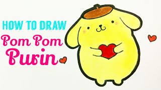 HOW TO DRAW POM POM PURIN | Easy & Cute Sanrio Purin Drawing Tutorial For Beginner / Kids