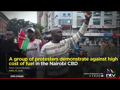 A group of protesters demonstrate against high cost of fuel in the Nairobi CBD